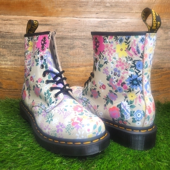 Host Pick 🎉 New Dr. Martens 1460 8-Eye Boot - Parchment / Floral Mashup - Picture 1 of 13
